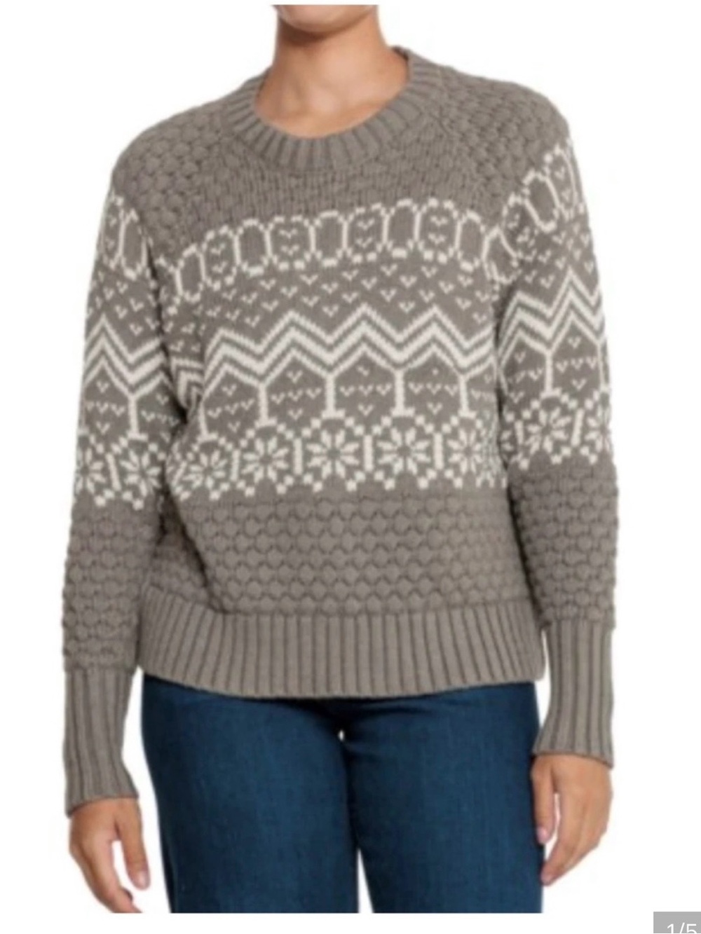 Alp N Rock Cozy Gray and White Patterned Knit Sweater